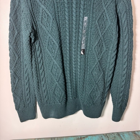 Le 31 Par Simons Green Knit Sweater Mock Neck 100% Cotton Size Large NWT - Picture 4 of 6